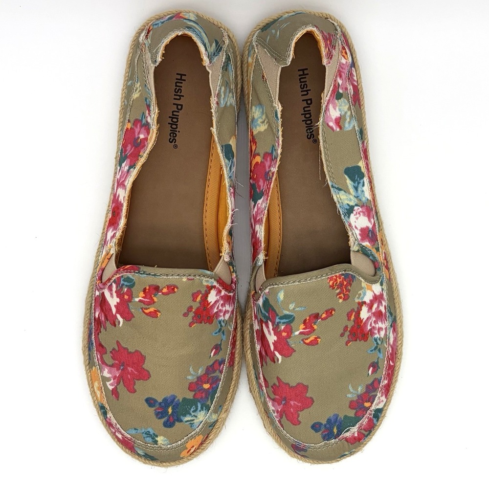 Espadrille Style Woven Jute Sole Espadrille Flat Shoes 10M Hush Puppies